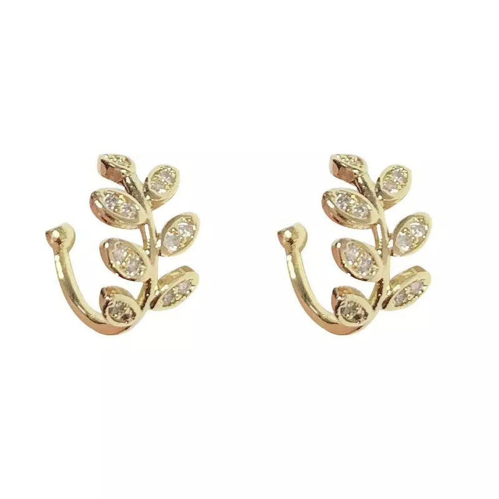 Adjustable No Piercing Single Leaf Wide Wire Ear Wrap Cuff Helix Band