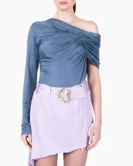 ATLEIN Off The Shoulder One Sleeve Ruched Top