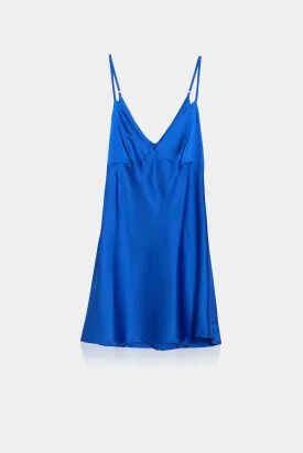 Blue Satin Mini Dress