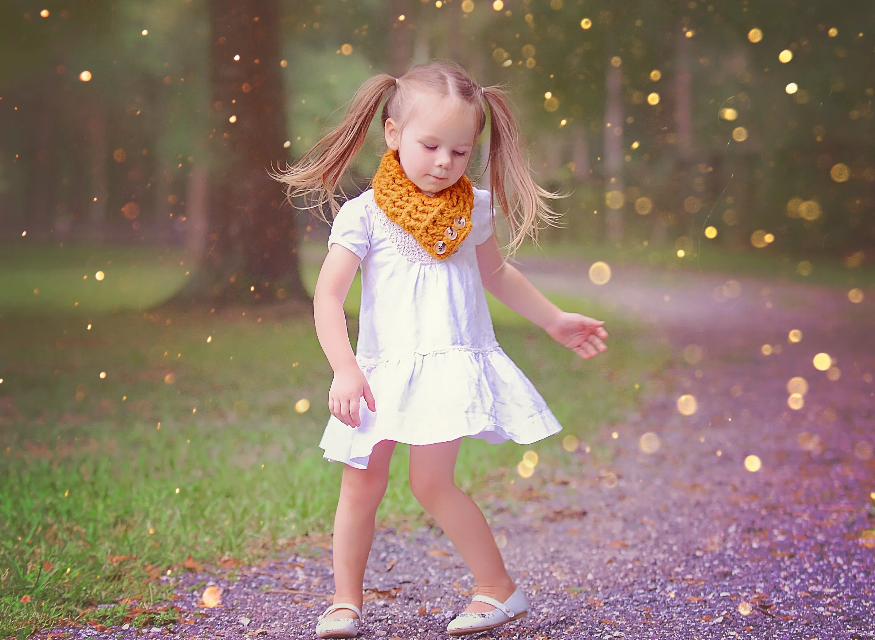 Butterscotch button scarf
