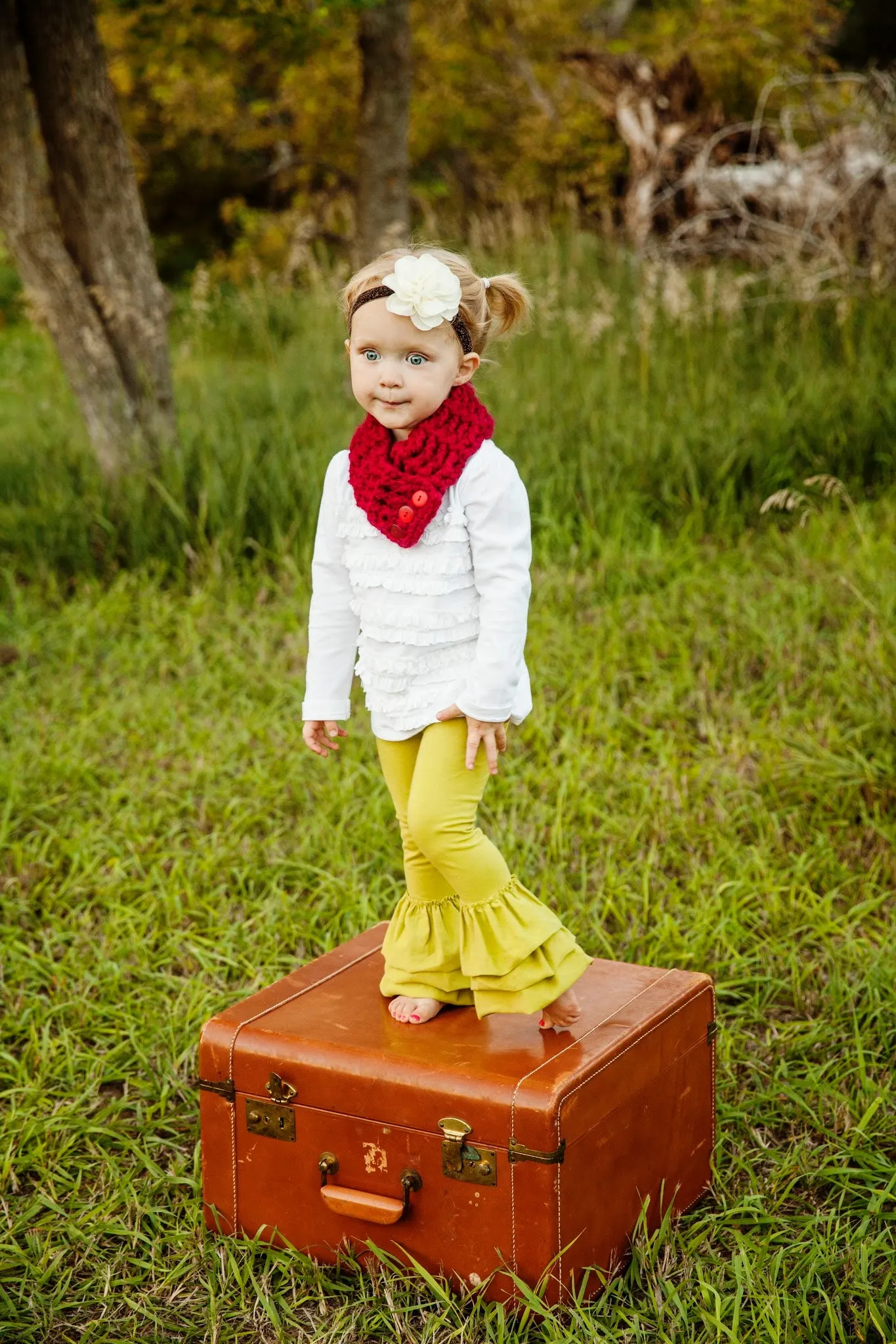 Cranberry red button scarf