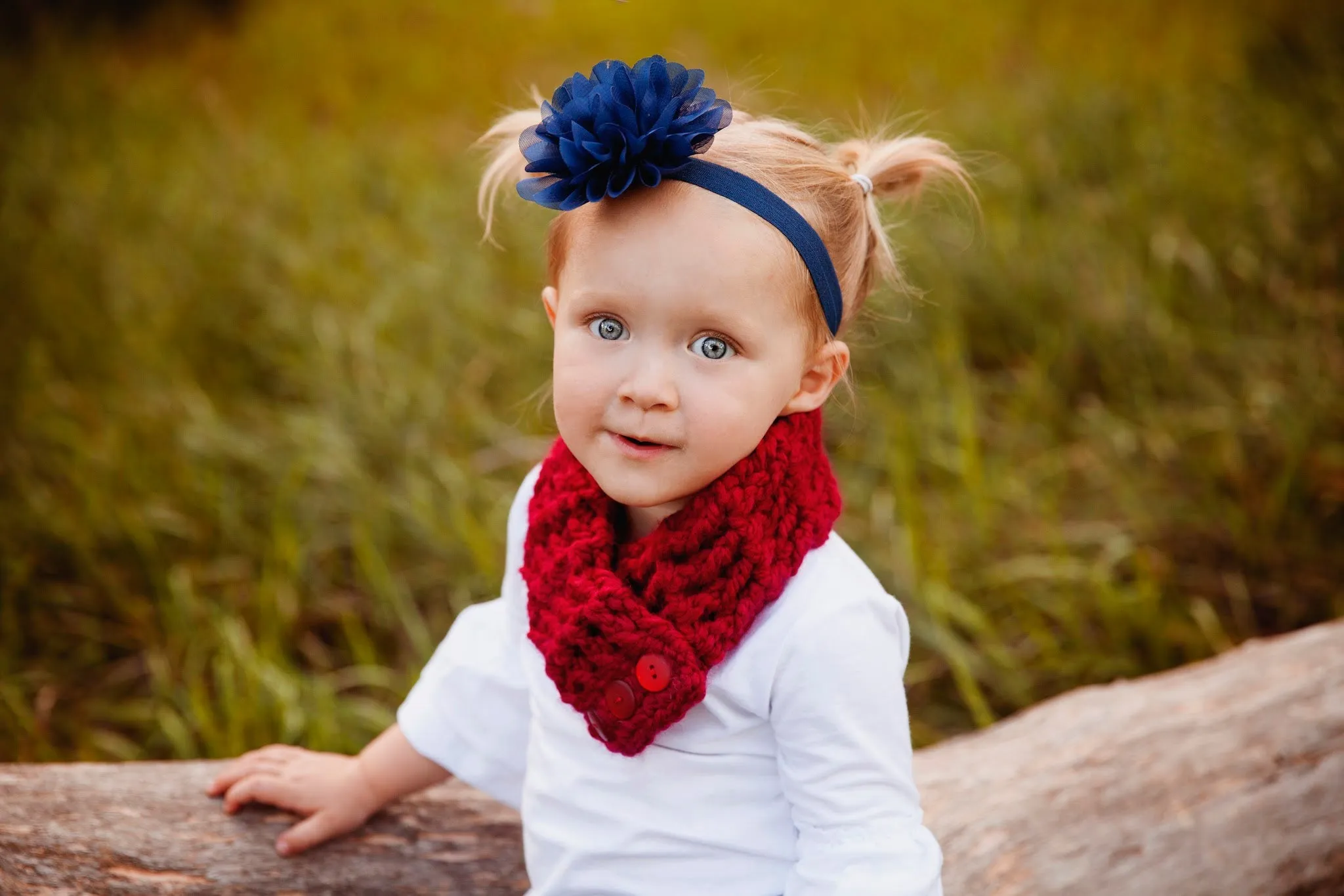 Cranberry red button scarf