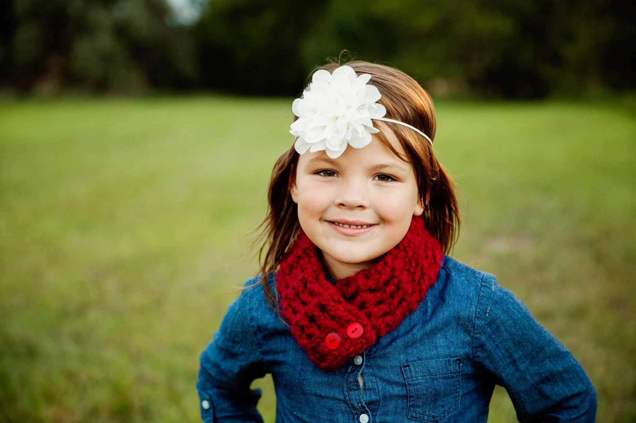 Cranberry red button scarf