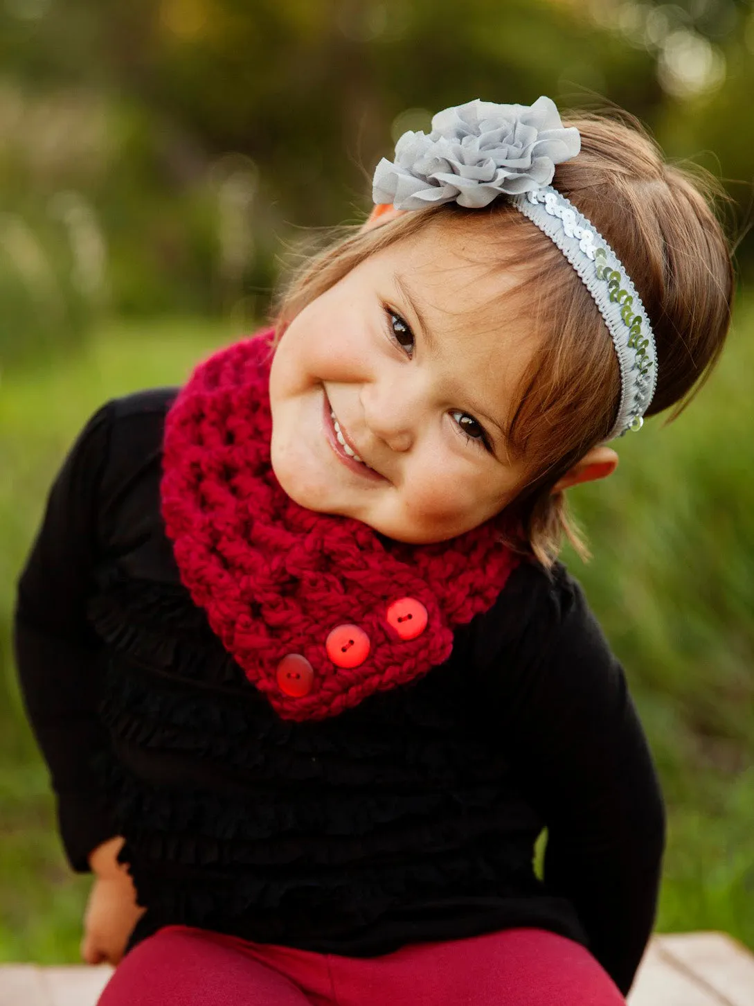 Cranberry red button scarf