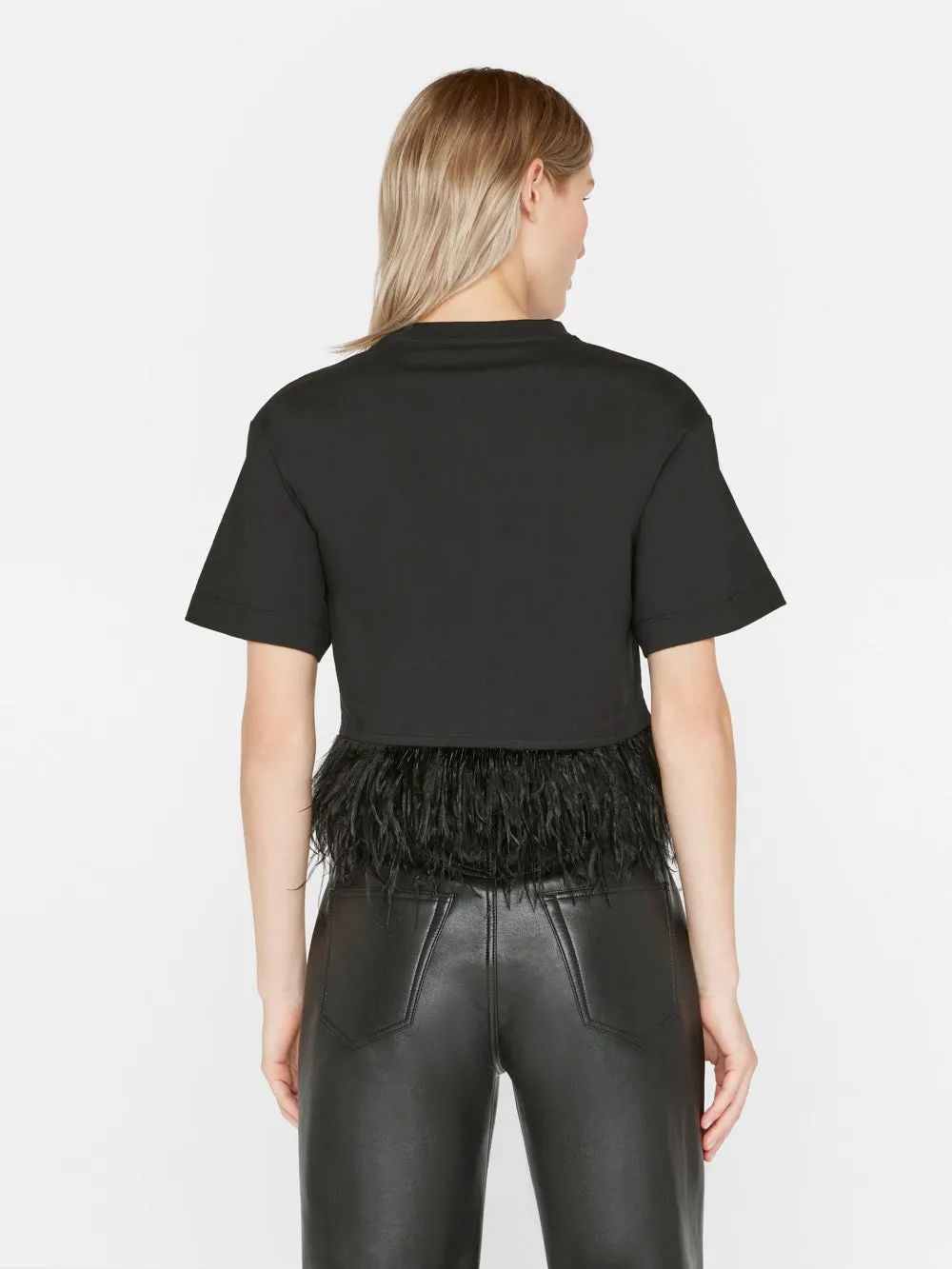 Cropped Feather Tee -- Noir