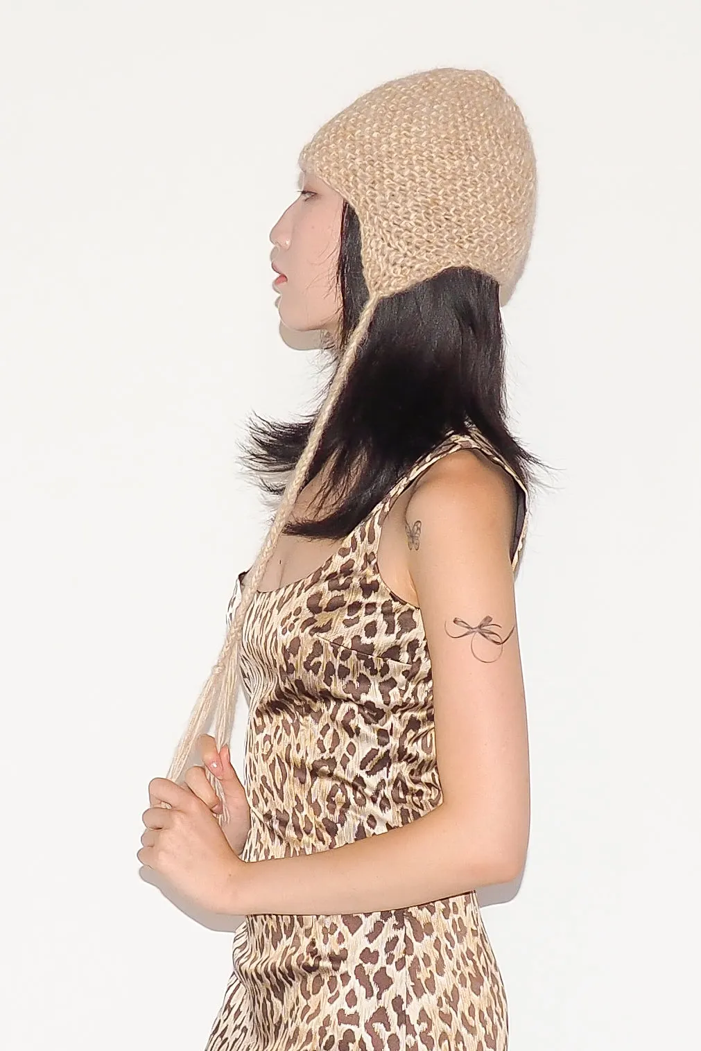 Earflap Beanie in Beige