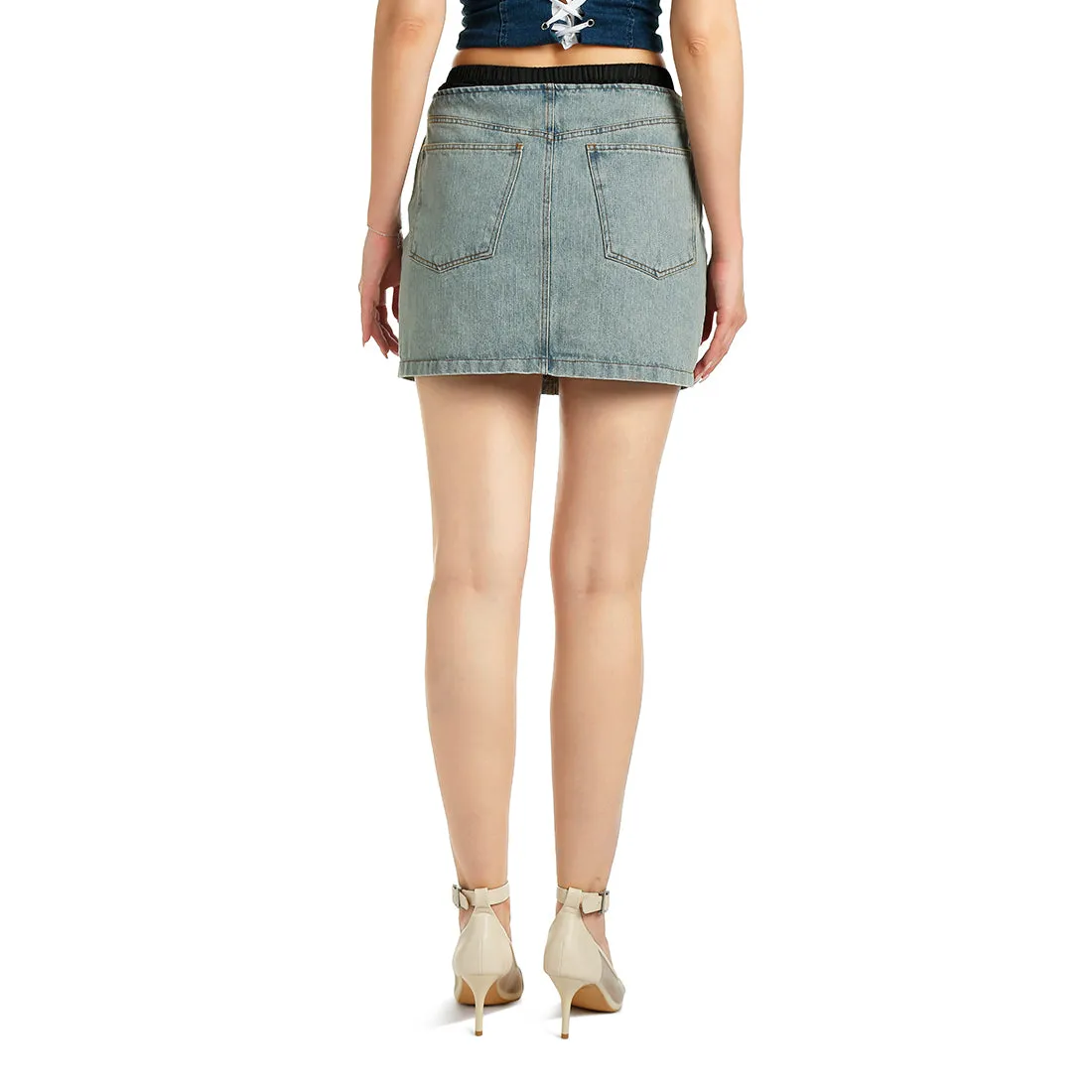 Elasticated Waistband Layered Mini Skirt