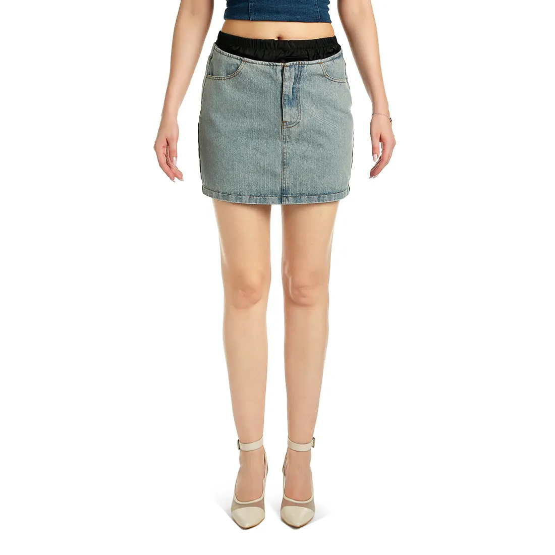 Elasticated Waistband Layered Mini Skirt