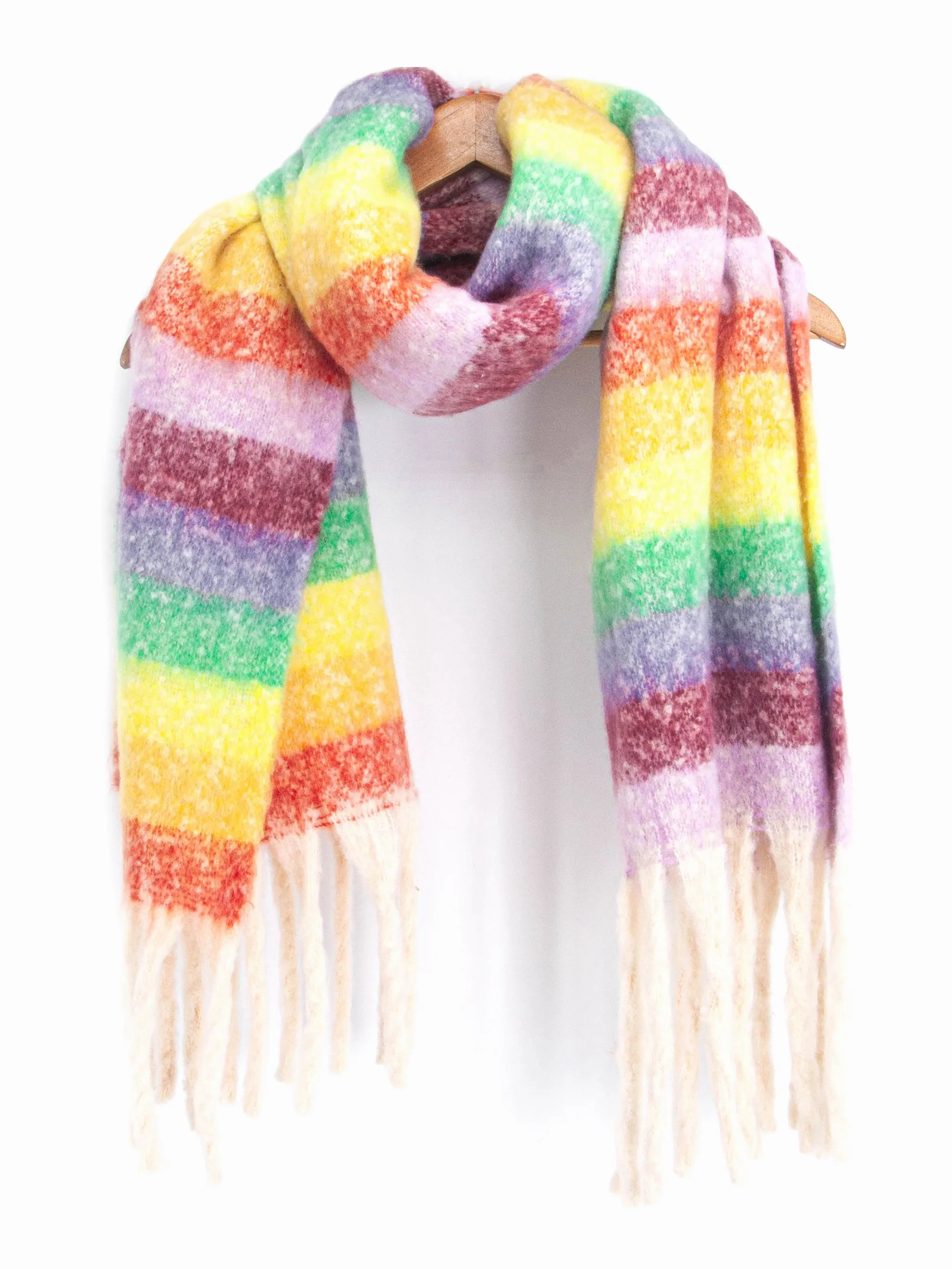 Eliza Heavyweight Scarf - Multi, Rainbow Stripe