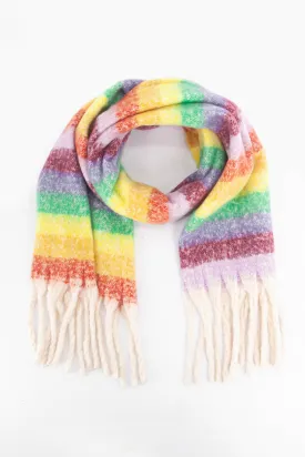 Eliza Heavyweight Scarf - Multi, Rainbow Stripe