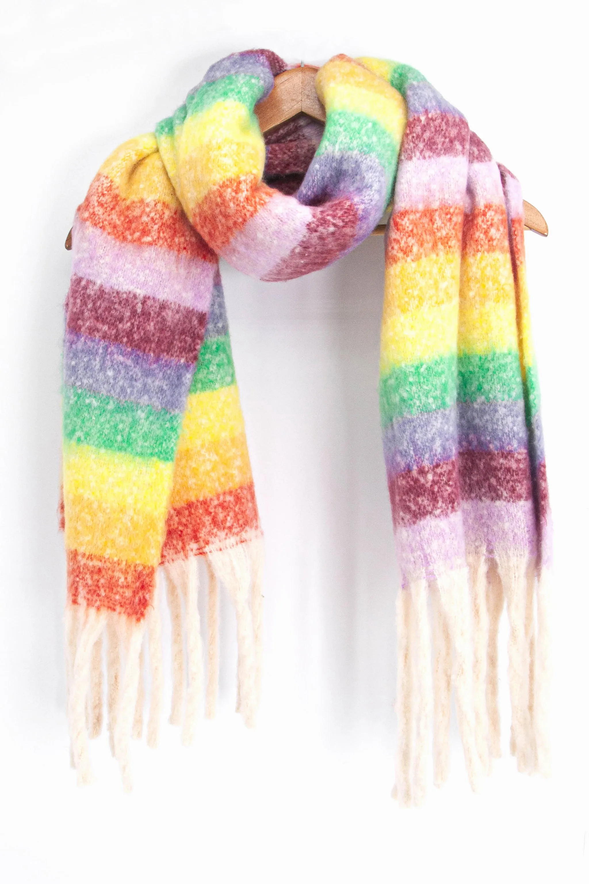 Eliza Heavyweight Scarf - Multi, Rainbow Stripe