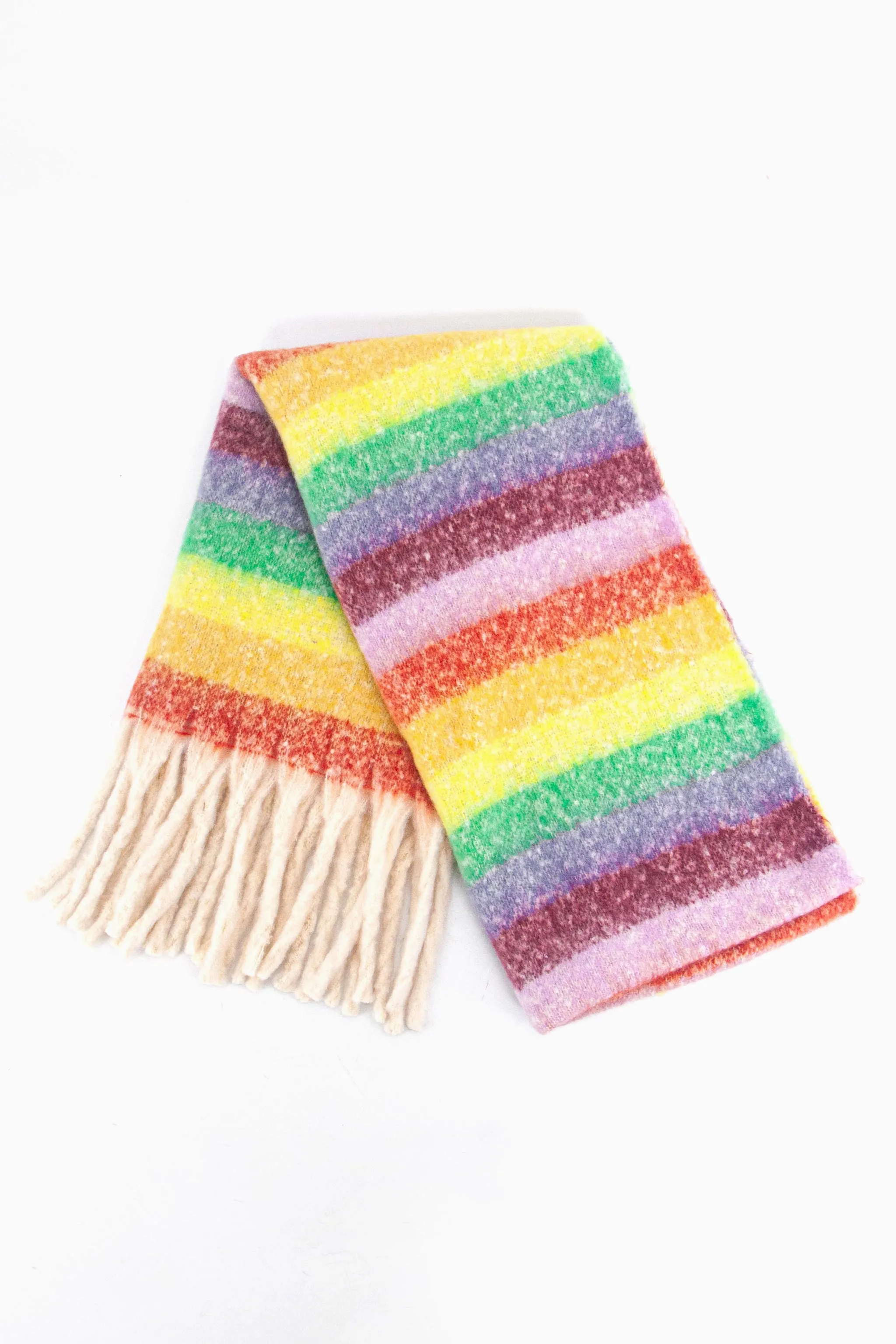Eliza Heavyweight Scarf - Multi, Rainbow Stripe