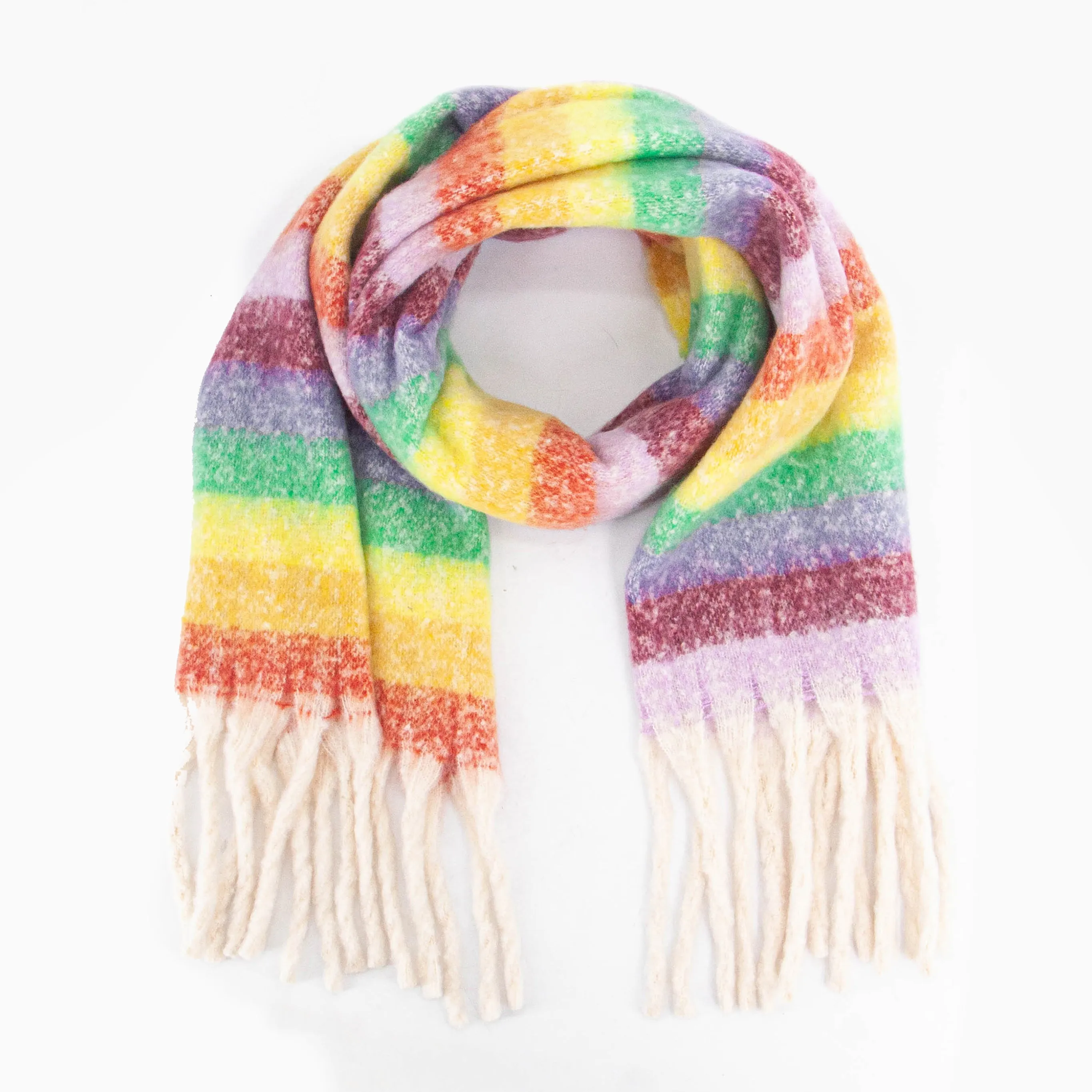 Eliza Heavyweight Scarf - Multi, Rainbow Stripe