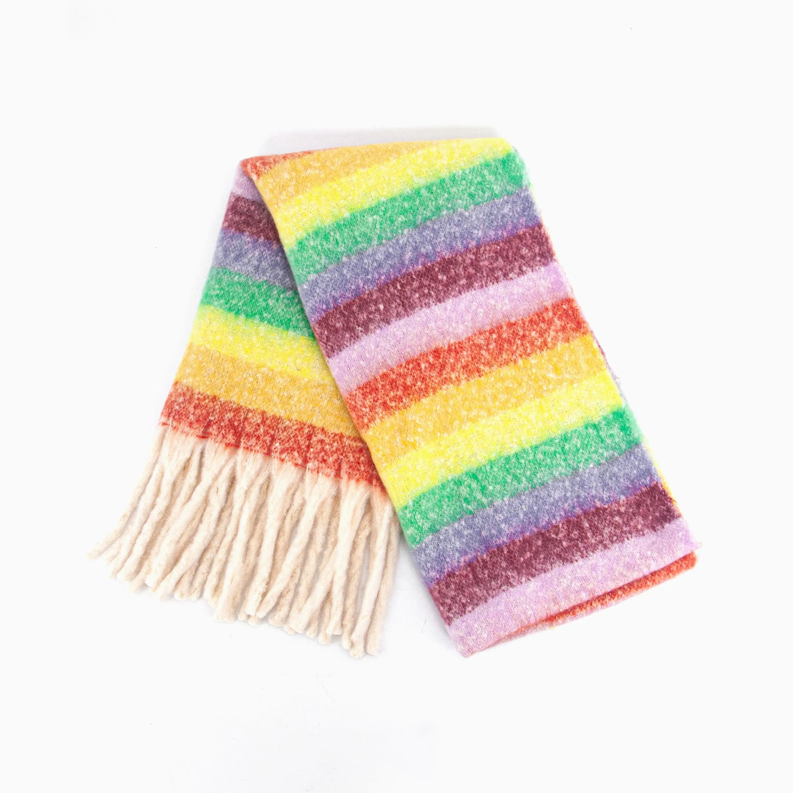 Eliza Heavyweight Scarf - Multi, Rainbow Stripe