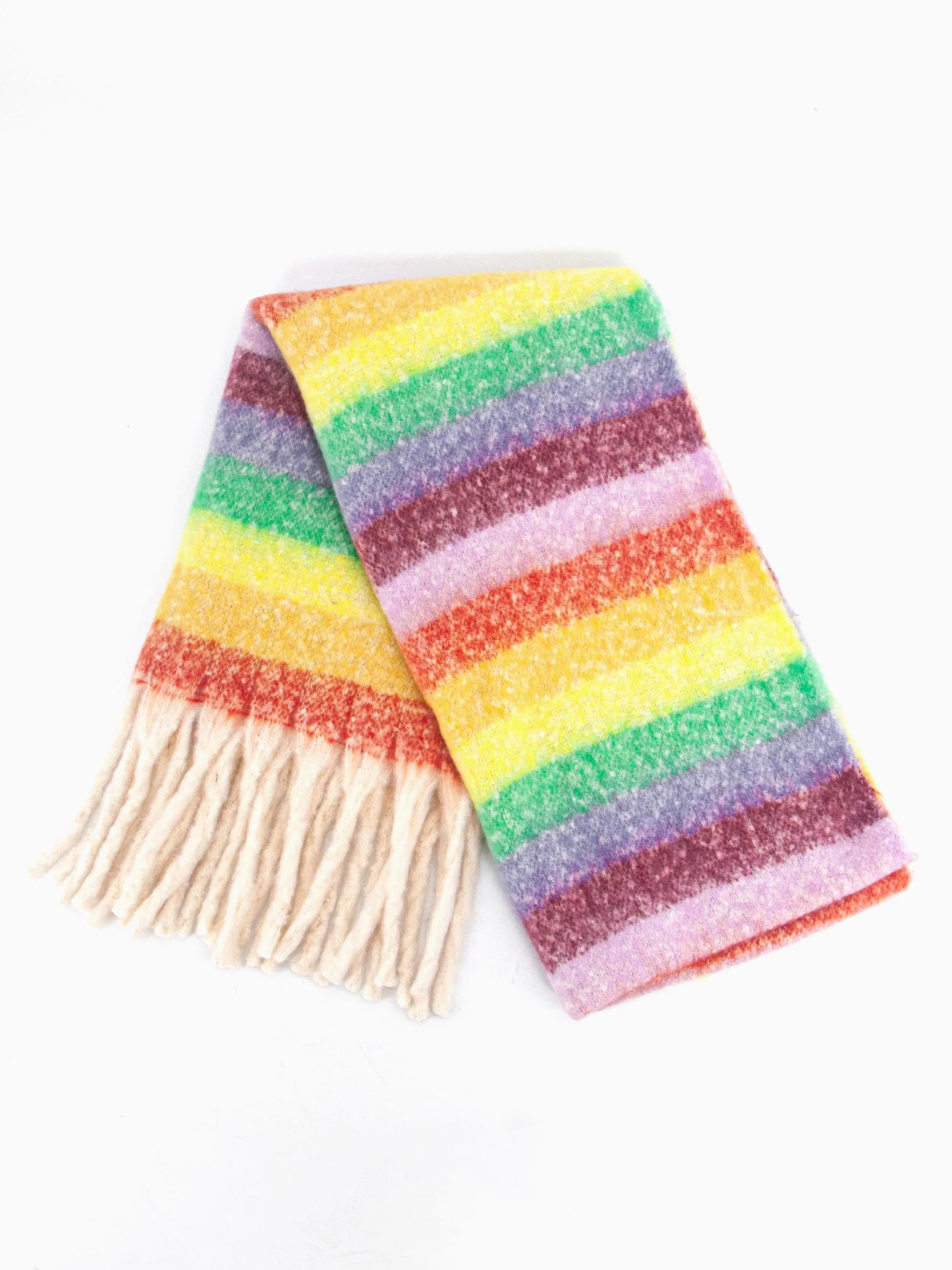 Eliza Heavyweight Scarf - Multi, Rainbow Stripe