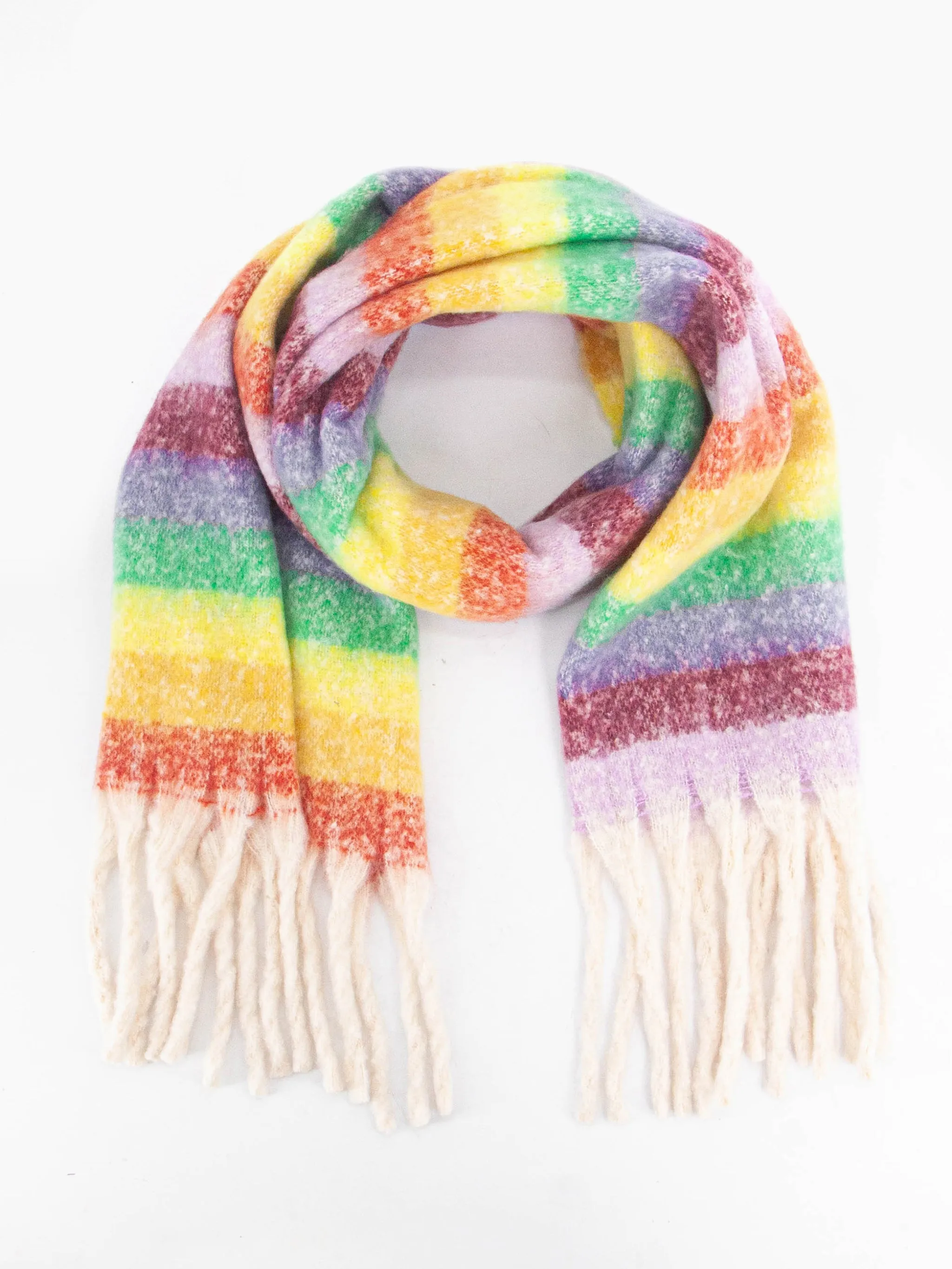 Eliza Heavyweight Scarf - Multi, Rainbow Stripe