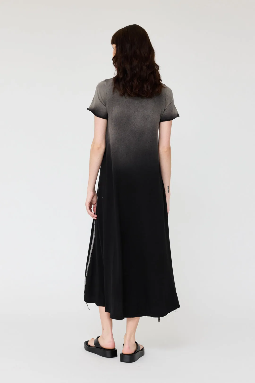 Faded Black Short Sleeve Drama Maxi
