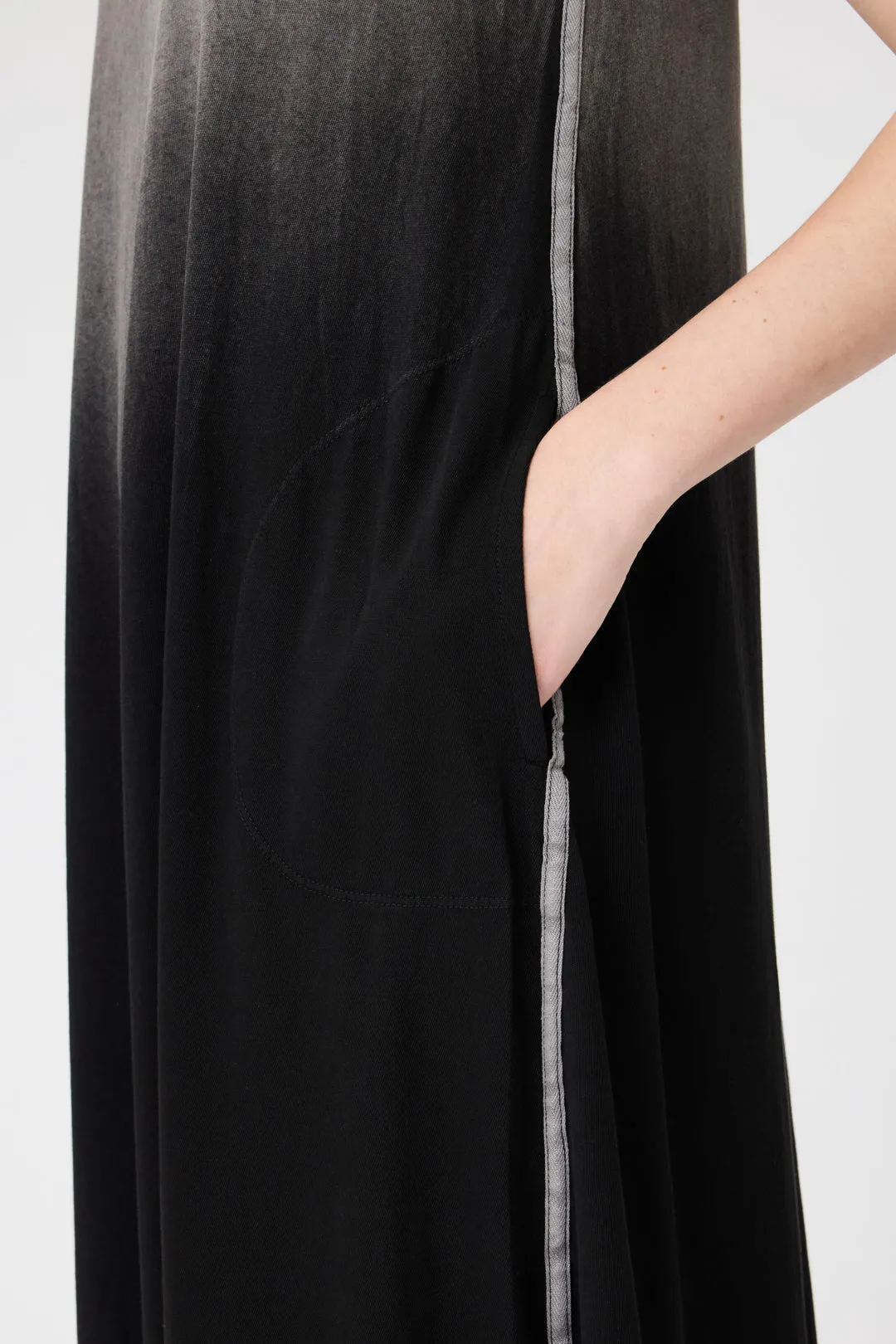 Faded Black Short Sleeve Drama Maxi
