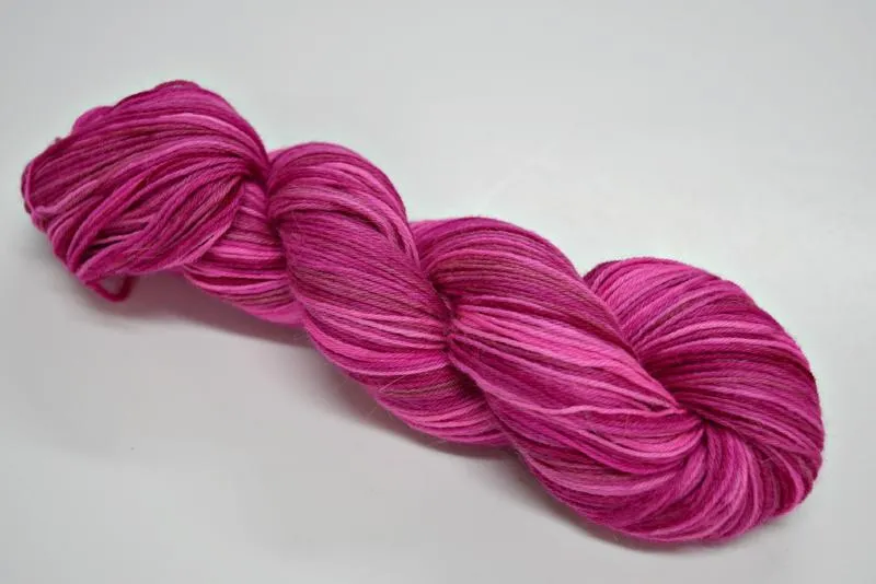 Hand Dyed Baby Alpaca Knitting Yarn 4 Ply Fingering Weight in a Pink Mix 12242