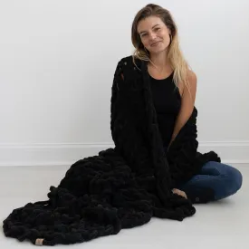 INFINITE CHUNKY KNIT BLANKET | MINKY | BIG - ONYX