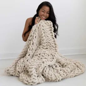 INFINITE CHUNKY KNIT BLANKET | MINKY | BIG - SAND