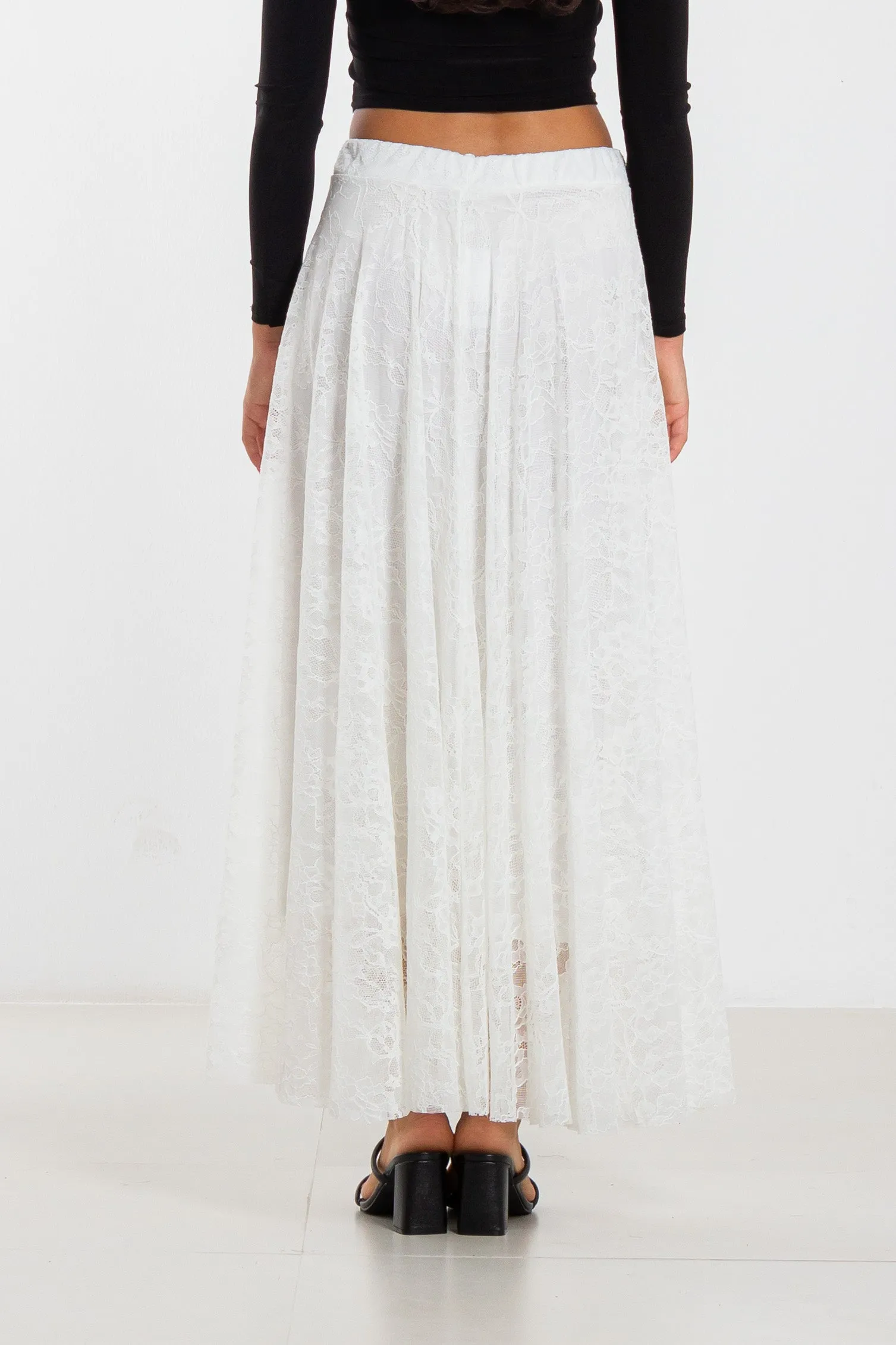 LAYERED LACE MIDI SKIRT