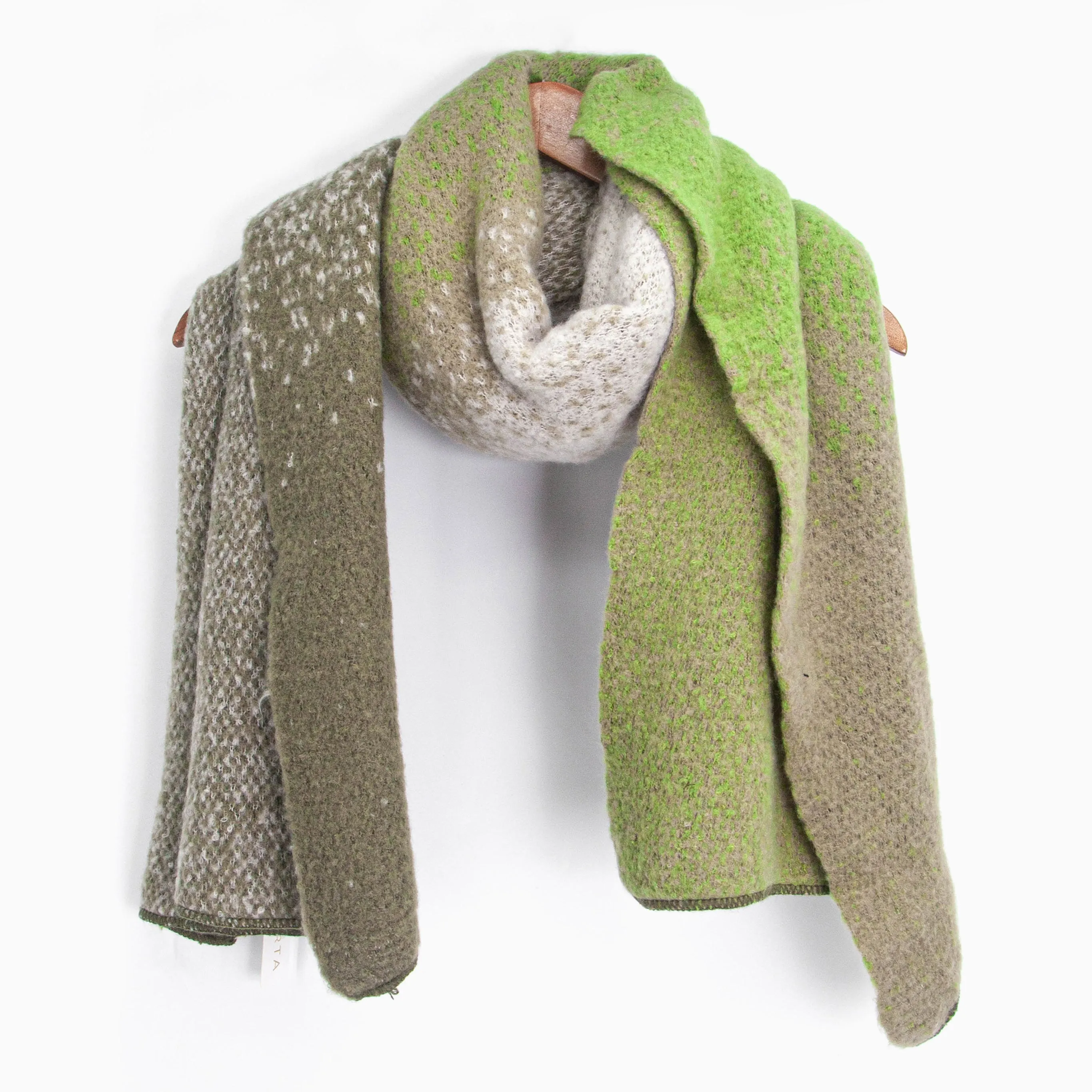 Lia Heavyweight Scarf - Green, Ombre Colour Block