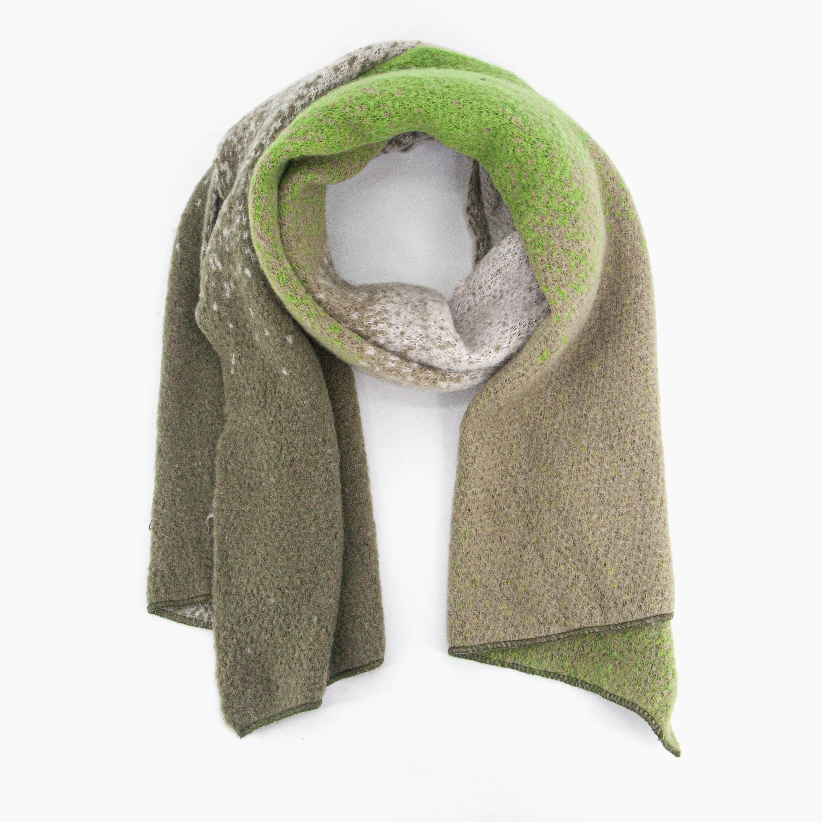 Lia Heavyweight Scarf - Green, Ombre Colour Block