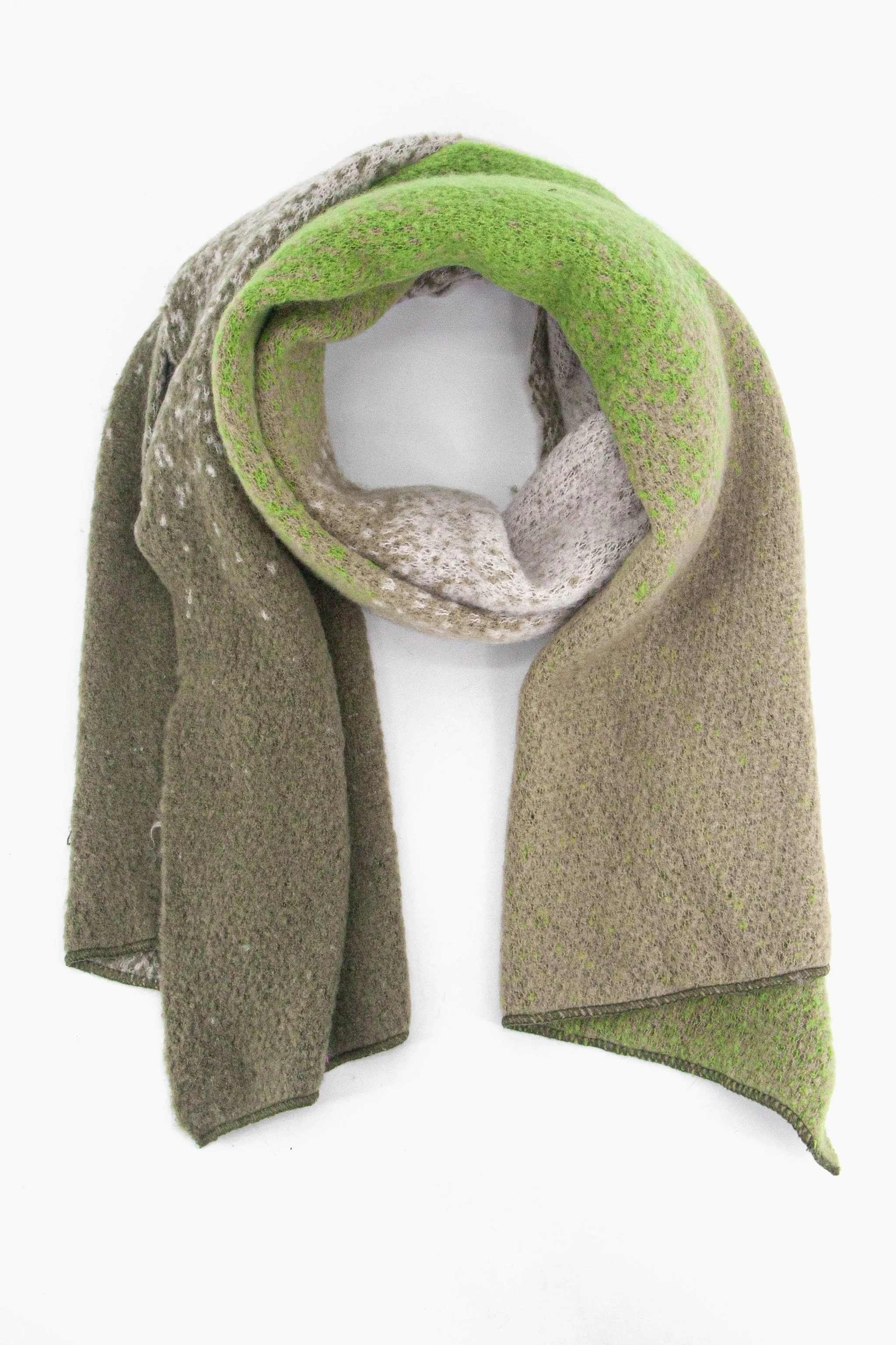 Lia Heavyweight Scarf - Green, Ombre Colour Block