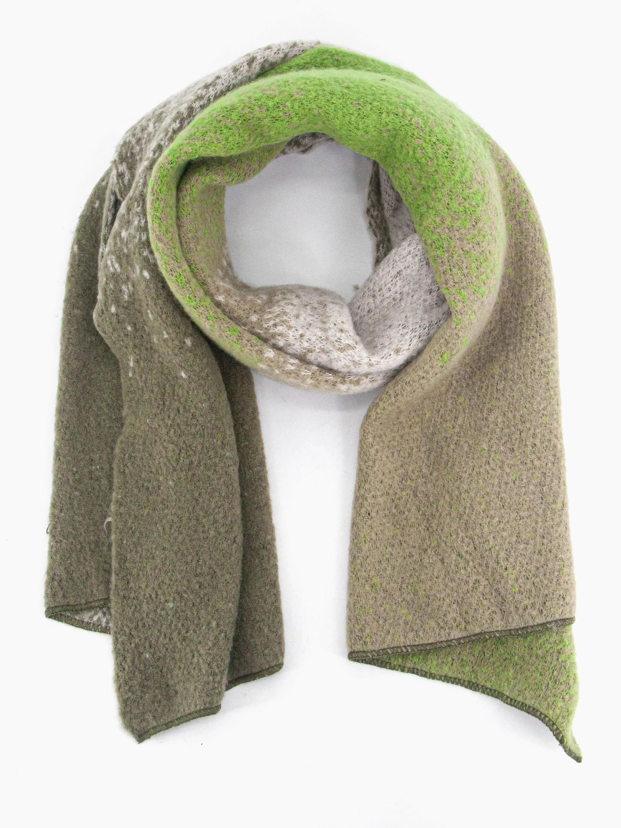 Lia Heavyweight Scarf - Green, Ombre Colour Block