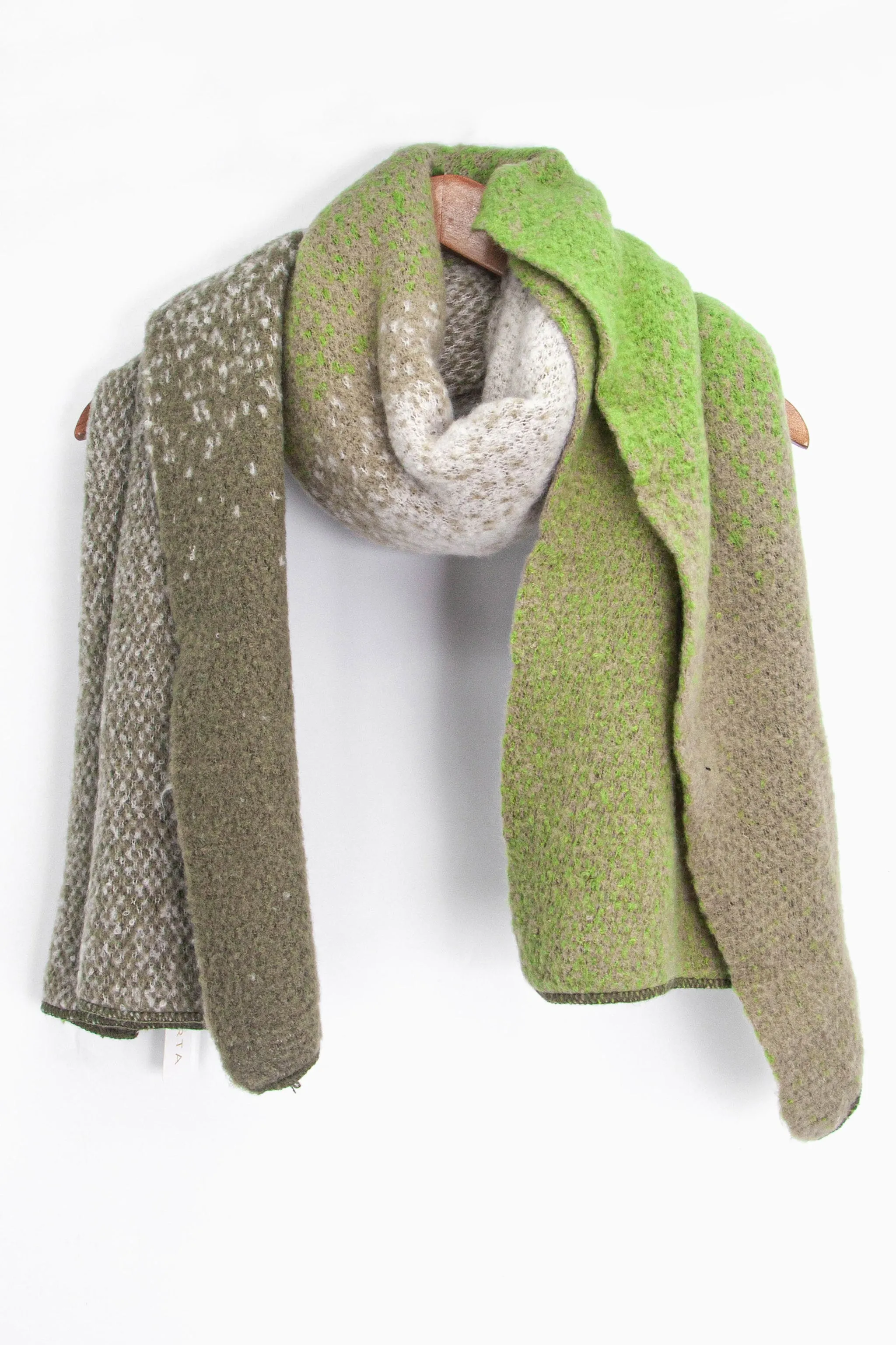 Lia Heavyweight Scarf - Green, Ombre Colour Block