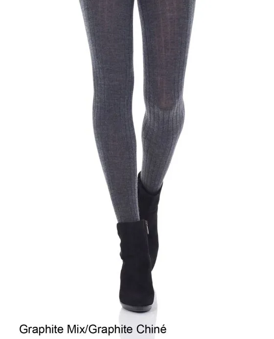 Merino Wool Ribbed Tights - S (Graphite, Black, Oatmeal   Sangria)