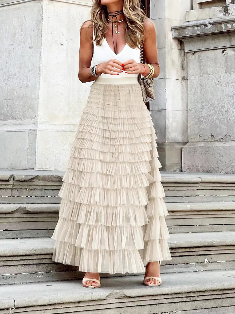 Mesh Layered Cake Skirt
