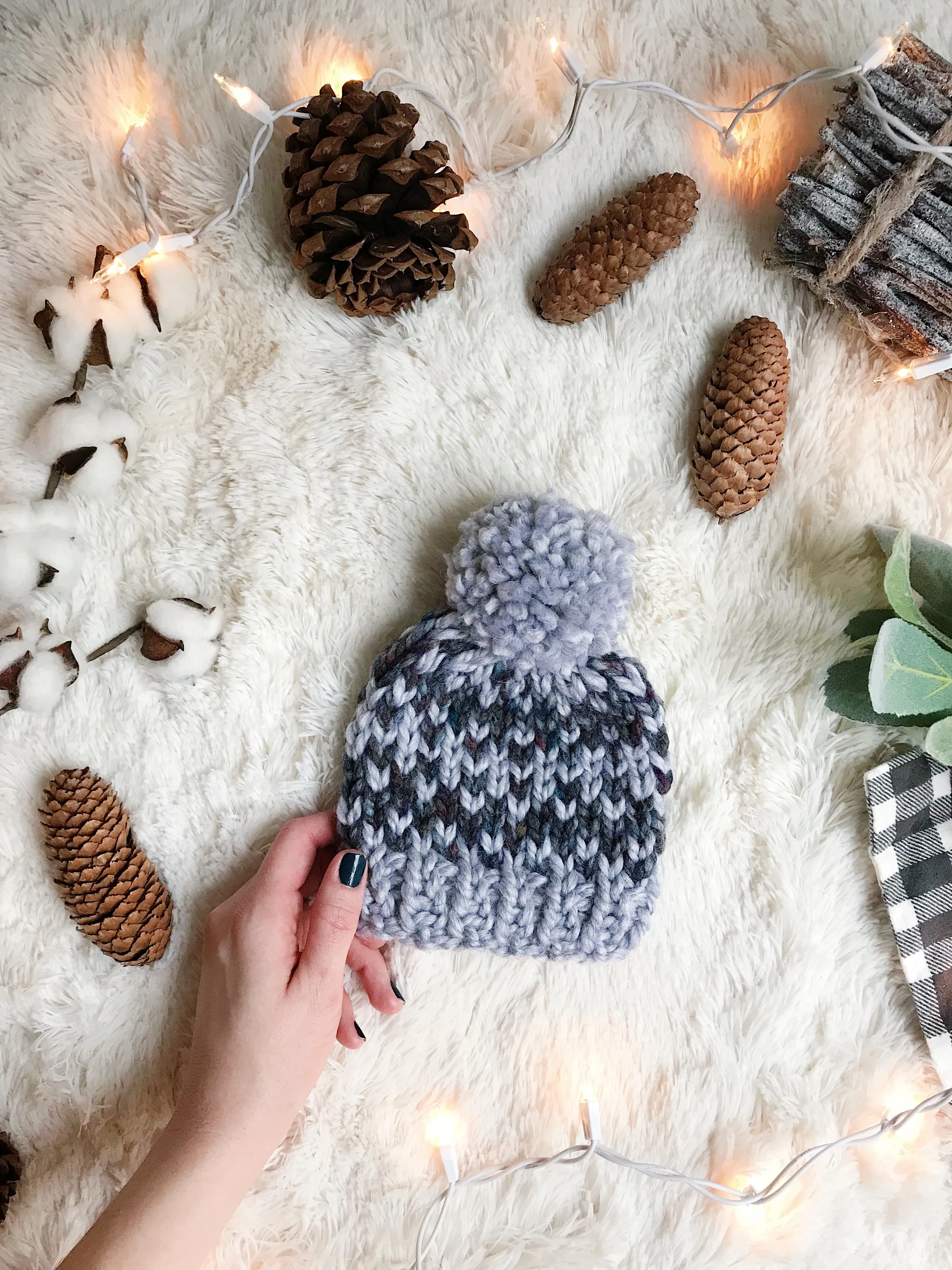 Mommy and Me SET Knitted Fair Isle Beanie with YARN Pom Pom // The Hallowell