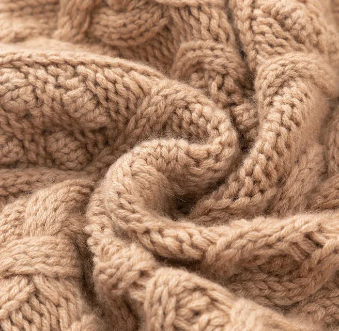 N.105 Cashmere Blend Deep V Cable Vest Tan