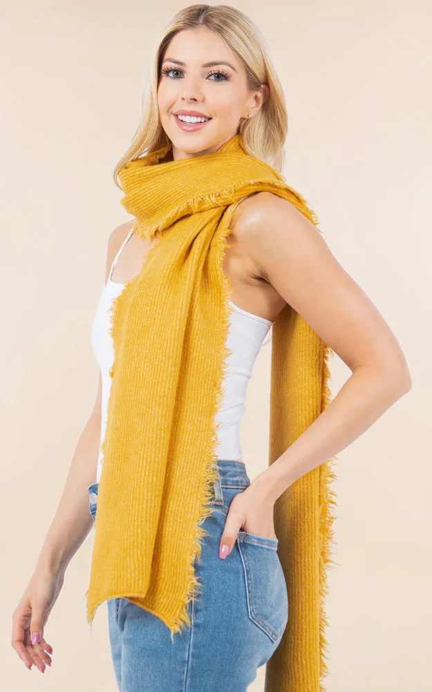 OA4277 SOFT KNIT FRINGES OBLONG SCARF