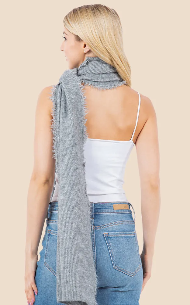 OA4277 SOFT KNIT FRINGES OBLONG SCARF