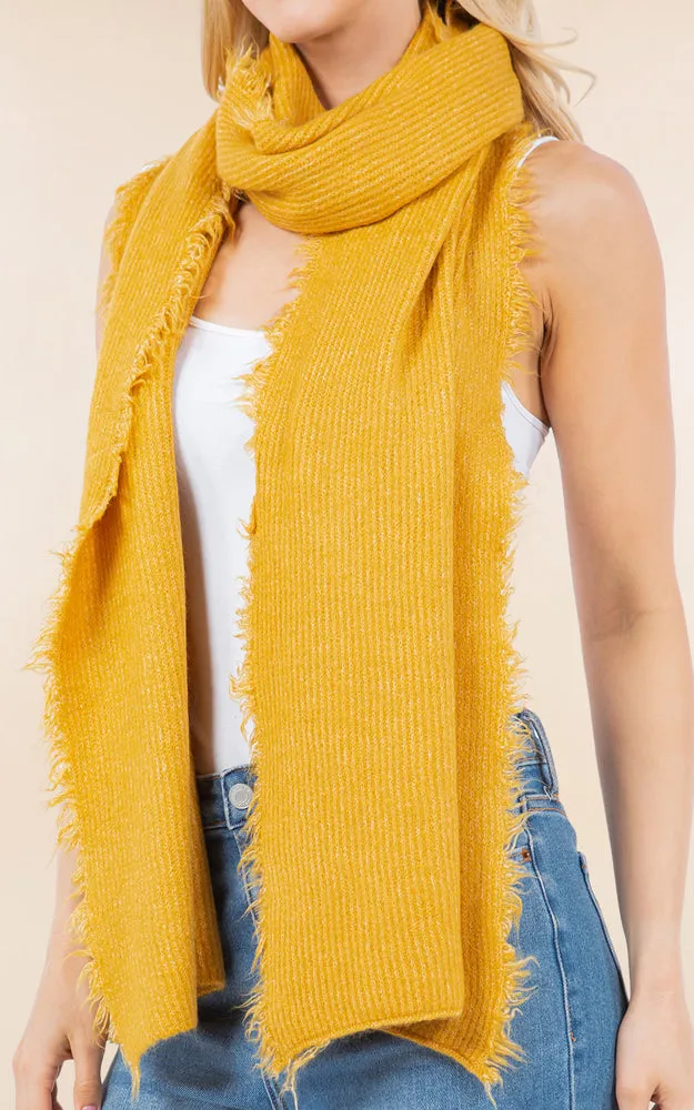 OA4277 SOFT KNIT FRINGES OBLONG SCARF