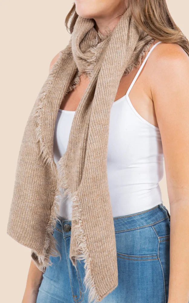 OA4277 SOFT KNIT FRINGES OBLONG SCARF