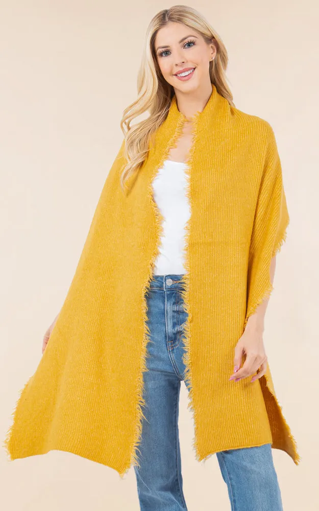 OA4277 SOFT KNIT FRINGES OBLONG SCARF