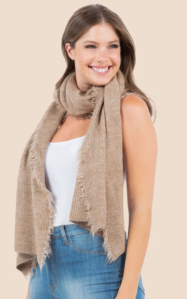 OA4277 SOFT KNIT FRINGES OBLONG SCARF