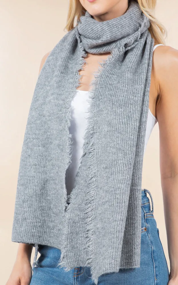 OA4277 SOFT KNIT FRINGES OBLONG SCARF