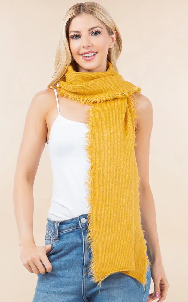 OA4277 SOFT KNIT FRINGES OBLONG SCARF