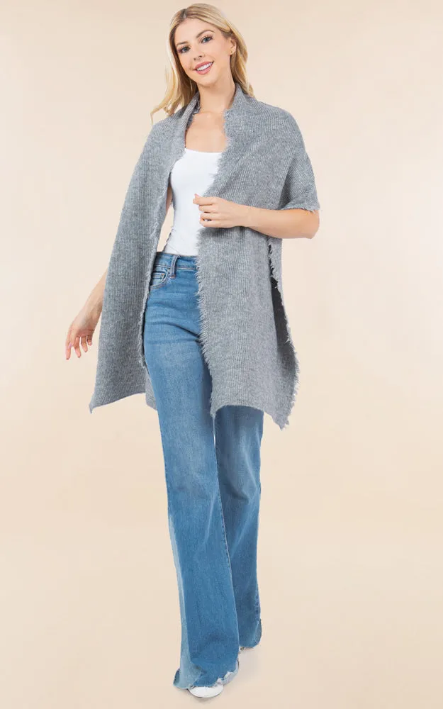 OA4277 SOFT KNIT FRINGES OBLONG SCARF