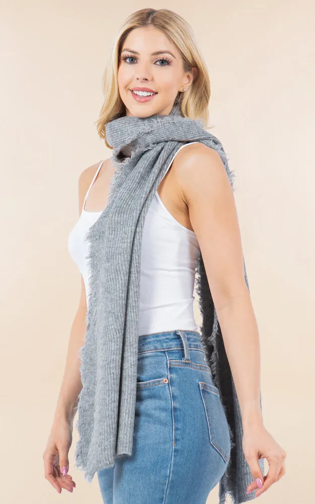 OA4277 SOFT KNIT FRINGES OBLONG SCARF