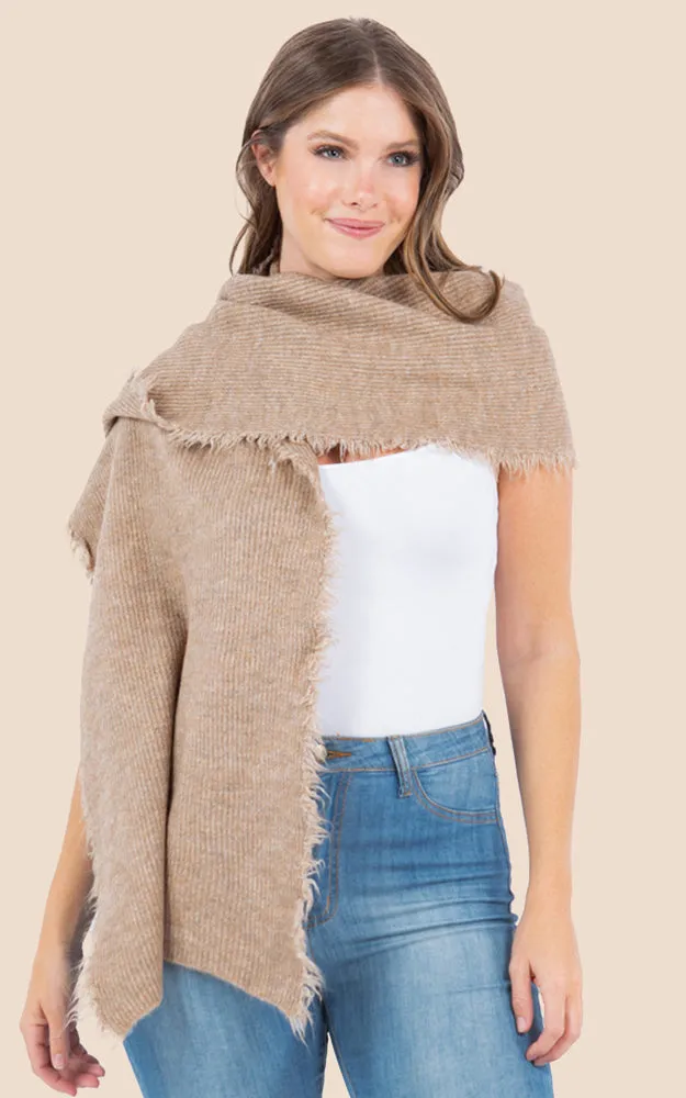 OA4277 SOFT KNIT FRINGES OBLONG SCARF
