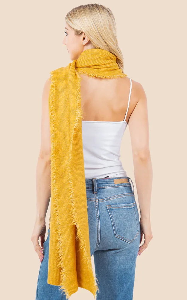 OA4277 SOFT KNIT FRINGES OBLONG SCARF