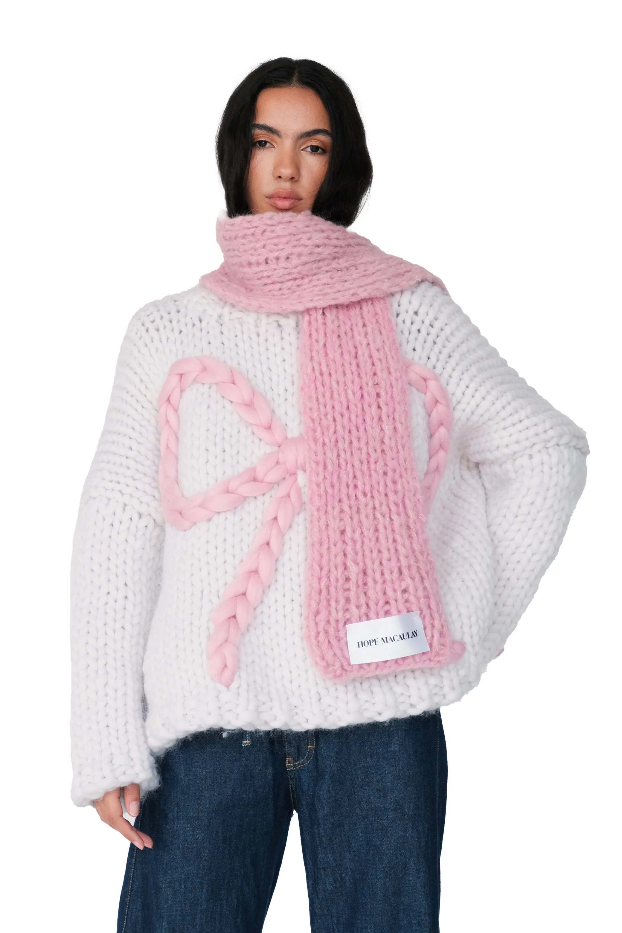 Pink Fluffy Knit Scarf
