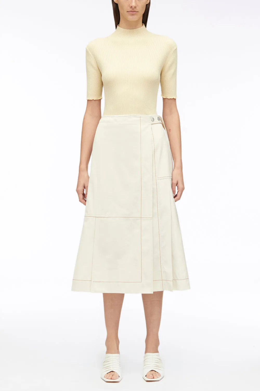 Pleat-Detail Midi Skirt