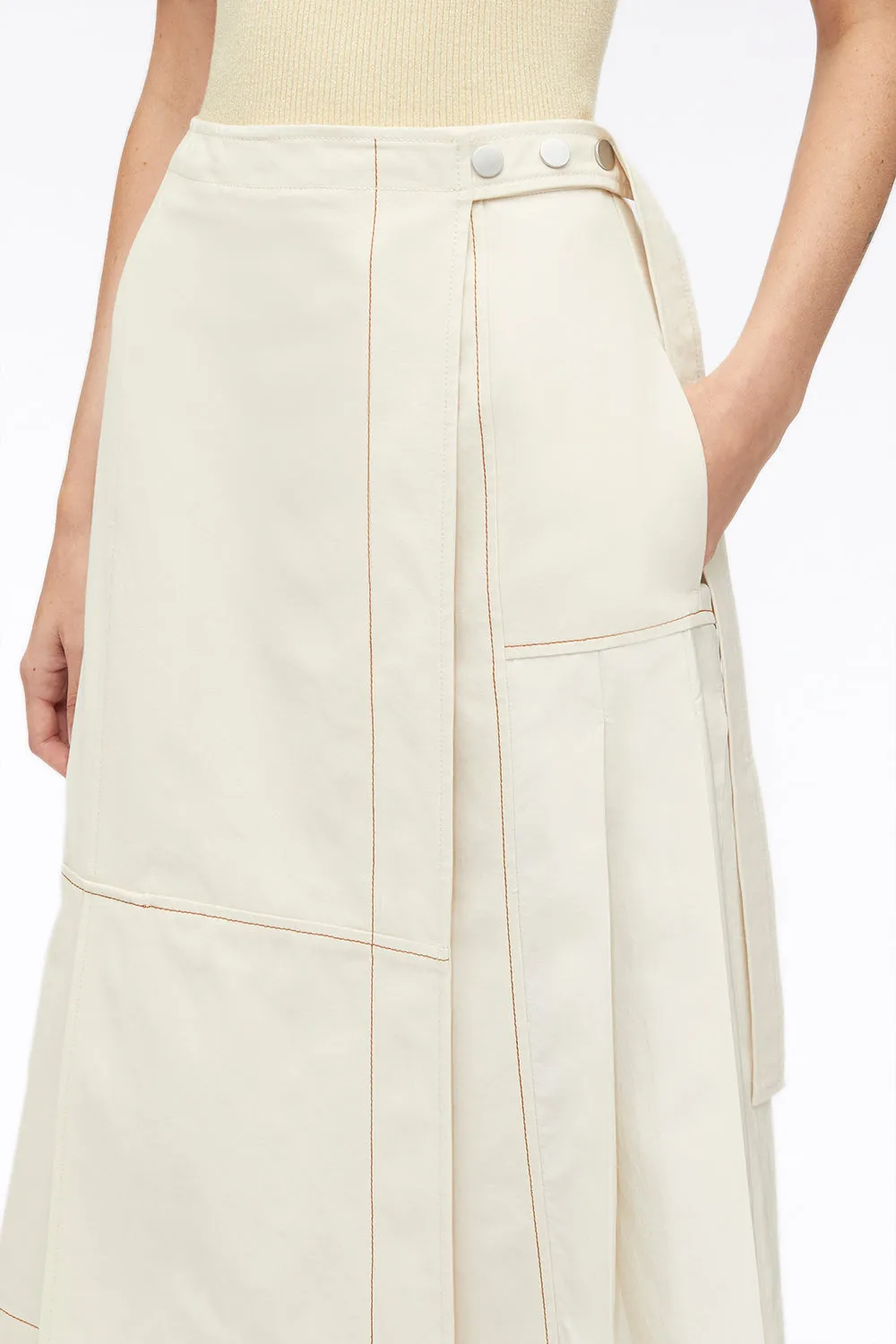Pleat-Detail Midi Skirt